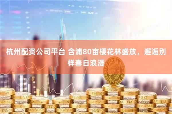 杭州配资公司平台 含浦80亩樱花林盛放，邂逅别样春日浪漫